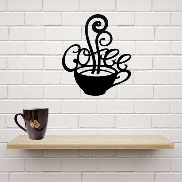 coffee decor, kitchen decor, coffee cup metal wall art, kitchen metal wall art